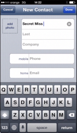 adding a new contact to Call Log Pro on iPhone running on iOS 7