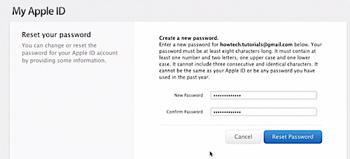 reseting the Apple ID password on Mac