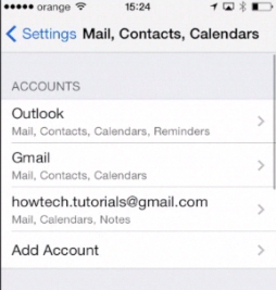 Outlook account freshly added to iPhone running on iOS 7