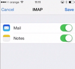 syncing email features with iPhone running on iOS 7