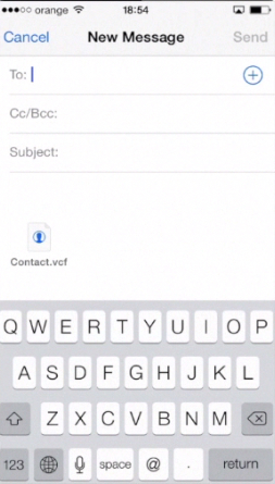 sending a contact with iPhone running on iOS 7