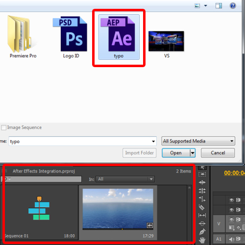Importing After Effects in Premiere