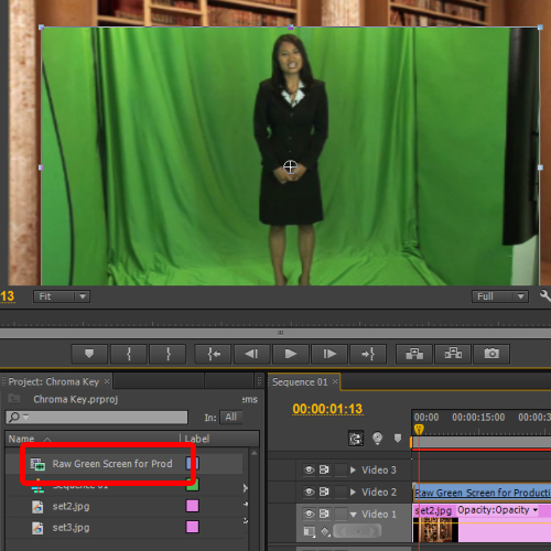 adding the green screen footage to the timeline