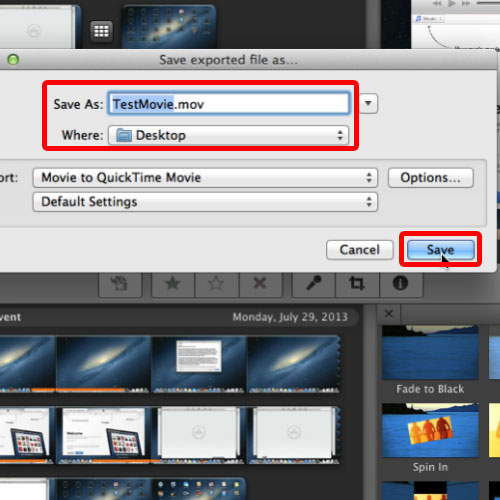 how to save a movie in imovie