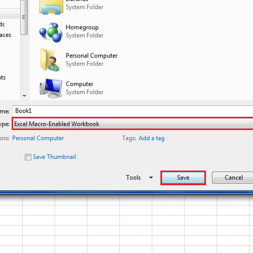 saving as a macro enabled workbook