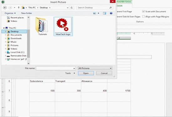 adding a picture to Microsoft Excel 2013 table