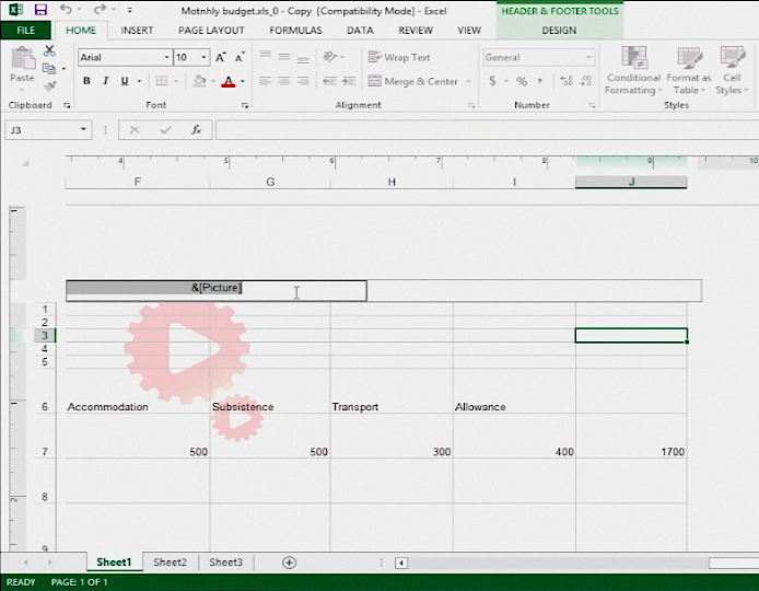 removing the watermark from  Microsoft Excel 2013 table