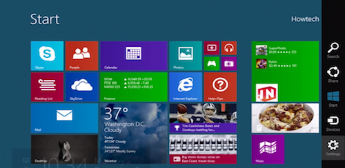 clicking on „Settings” charm in Windows 8.1
