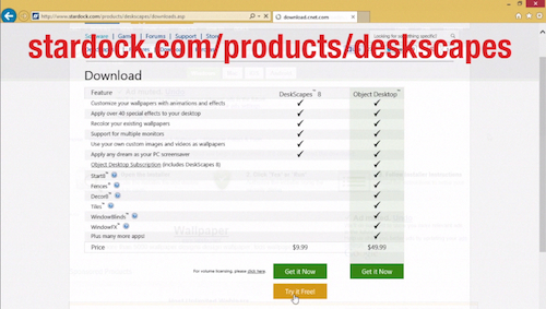 downloading the trial version of DeskScapes8 app on Windows 8.1