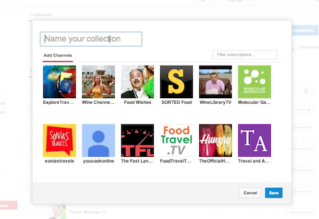 creating a new YouTube channel collection
