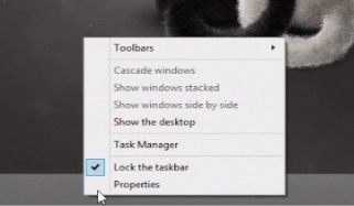 choosing „Properties” from taskbar