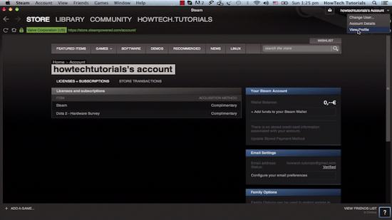 accessing the Steam user’s profile