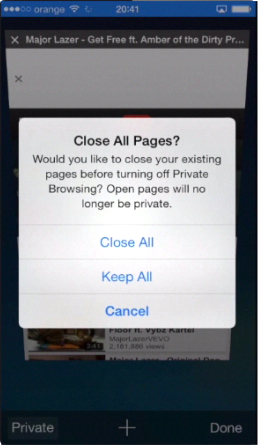 tapping  „Close All” on iPhone running on iOS 7