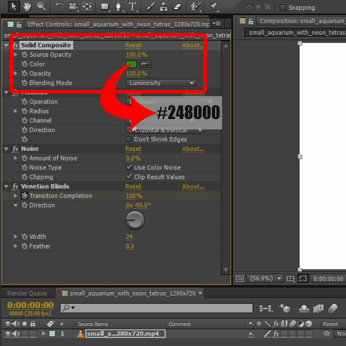 changing the solid composite effect settings