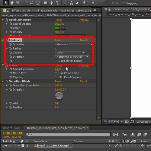 changing the minimax filter settings