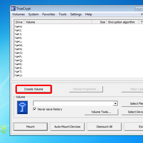 create new volume truecrypt 7.2