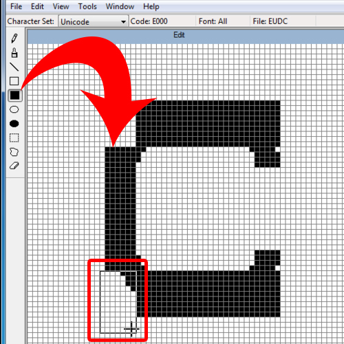 using the filled rectangle to draw the letter C