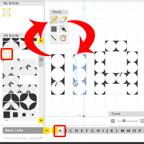 using the drawing tools in fontstruct