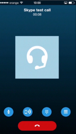 making a test Skype call on iPhone running on iOS 7