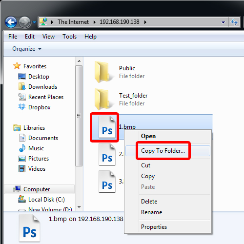 Copy to folder option