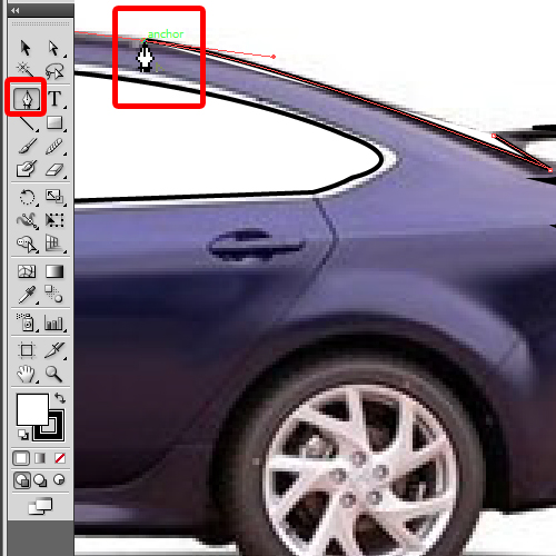 drawing over specific parts of the car