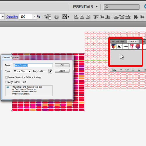 adding the grid to the symbols tab