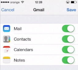 syncing mail account features with iPhone running on iOS 7