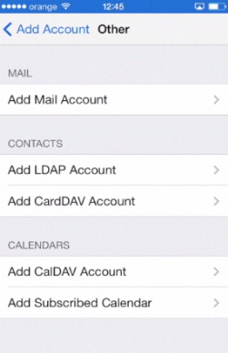 adding email account from „Other” category on iPhone running on iOS 7