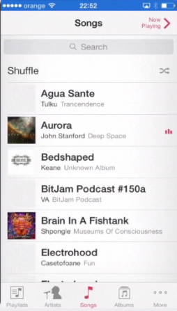 opening „Music” app on iPhone running on iOS 7