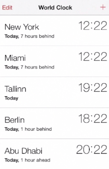 adding new time zone on iPhone running on iOS 7