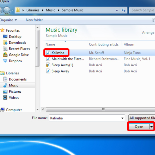 Select the mp3 file