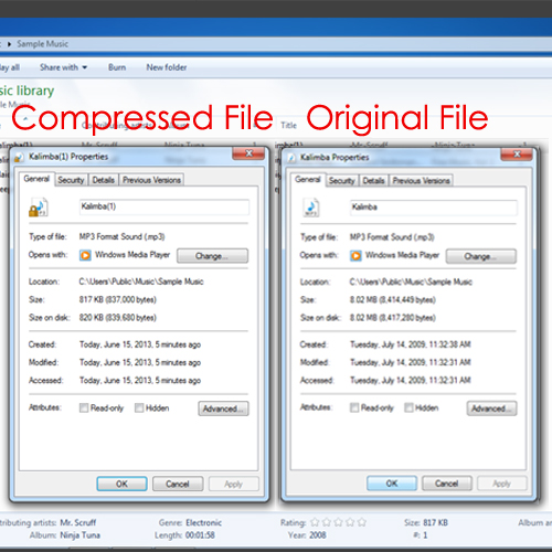 Check the size reduction of the compressed file