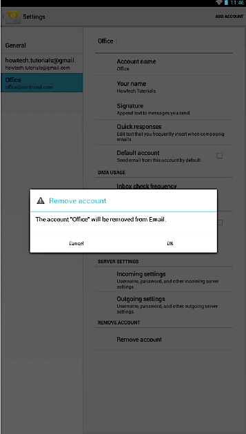 tapping „Remove account” on Android