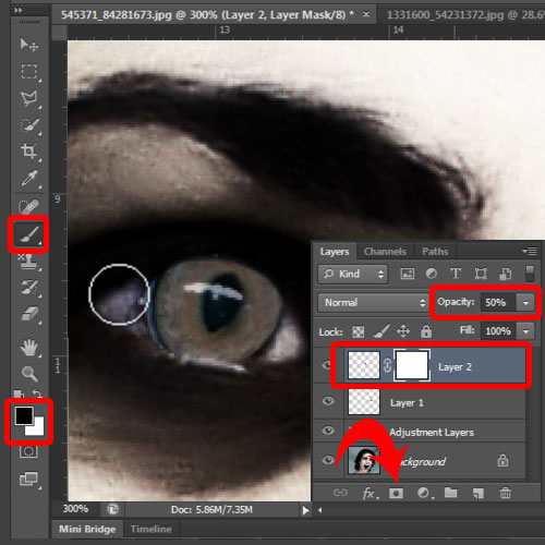 blending the cat eyes with the original image