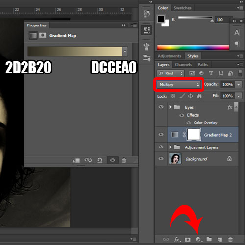 changing the background color using the gradient adjustment layer