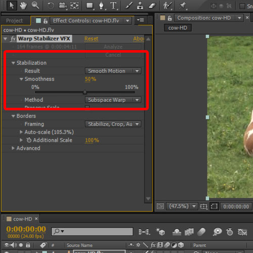 warp stabilizer vfx premiere pro cc