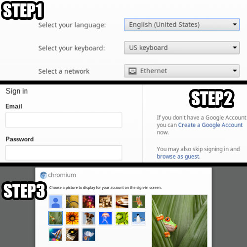 going through the Google chrome os setup
