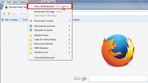 Select Show all bookmarks option Select Show all bookmarks option