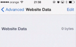 deleted website data on iPhone running on iOS 7