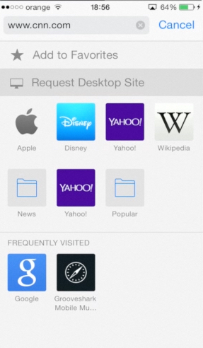 requesting desktop site version on iPhone running on iOS8