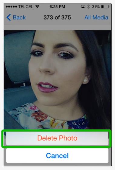 tap the delete photo button