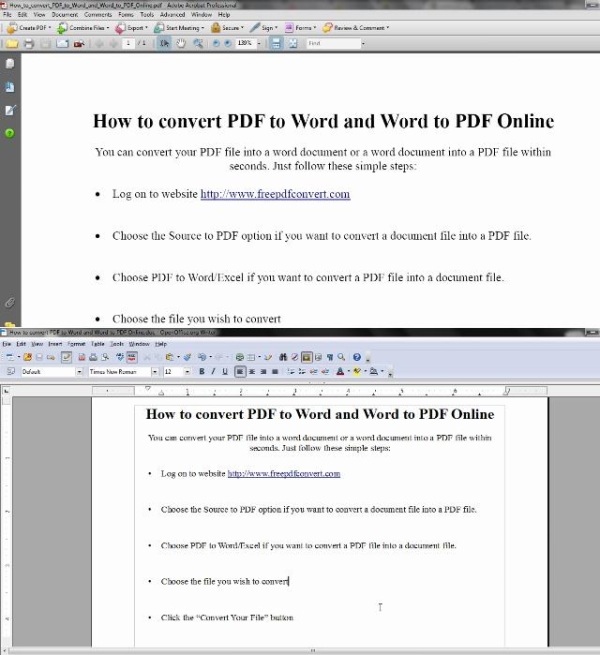 pdf file comparison with doc file