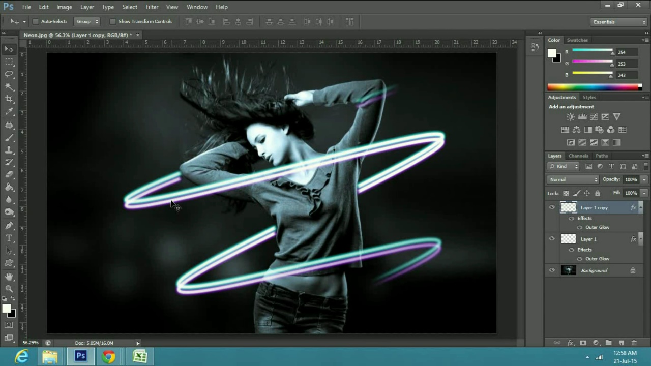 a Neon Lasers Effect in Adobe Photoshop