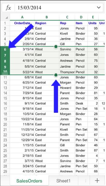 Adjusting rows