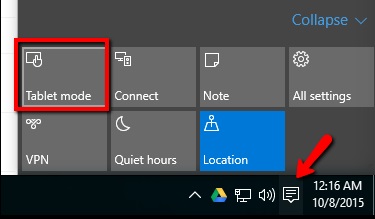 Switch Between Windows 10 Tablet