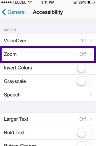 set up and use zoom in screen feature on iPhone