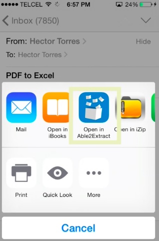 convert PDF to Excel on the iPhone