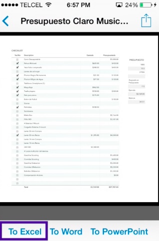 convert PDF to Excel on the iPhone