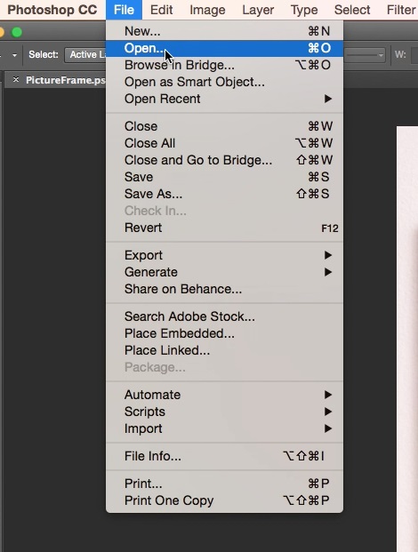 import pictures file to an existing psd in Photoshop