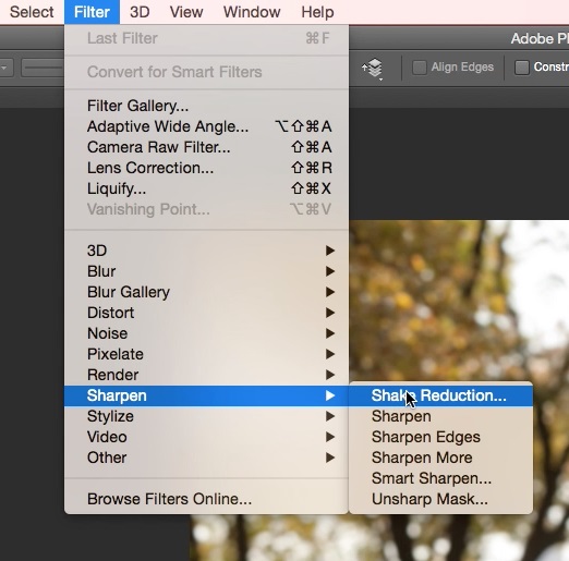 Reduce Blur Using Shake Reduction